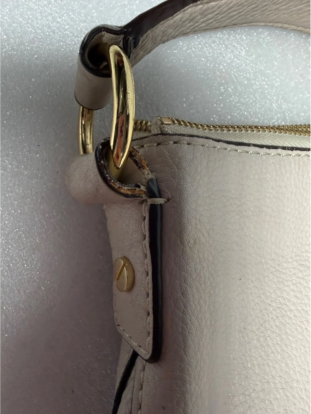 Michael Kors Ivory Pebbled Leather Large Hobo Shoulder Bag